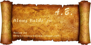 Alexy Balázs névjegykártya